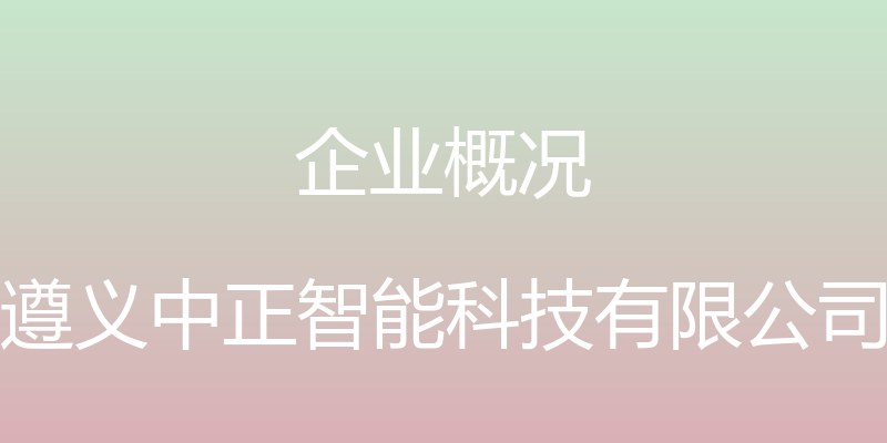 企业概况 - 遵义中正智能科技有限公司