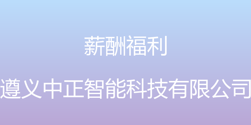 薪酬福利 - 遵义中正智能科技有限公司